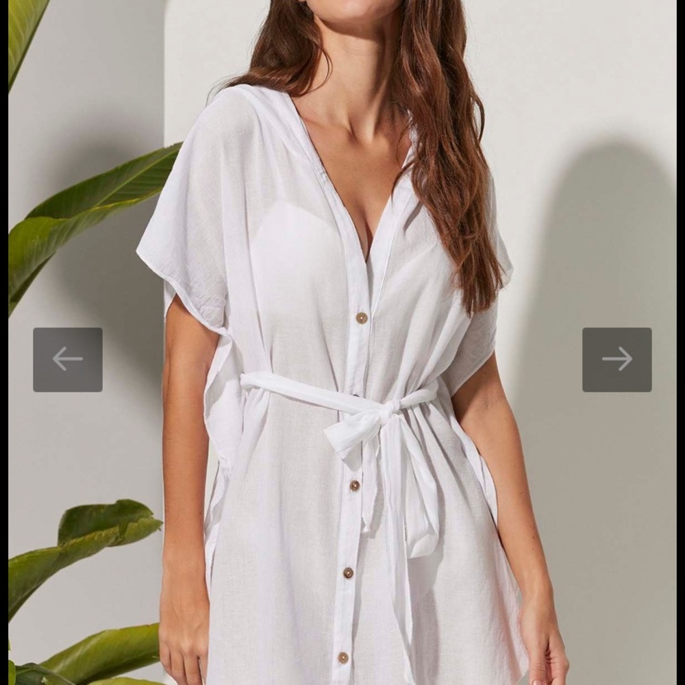 White By Nature Tunic Swim Cover with hood Sz M